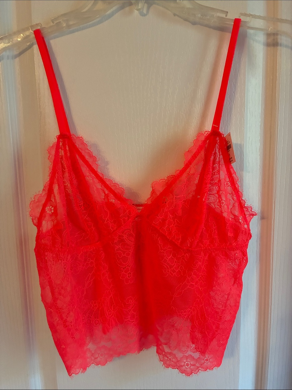 NWT Anthropologie Lace Crop Cami Bralette Top Coral M